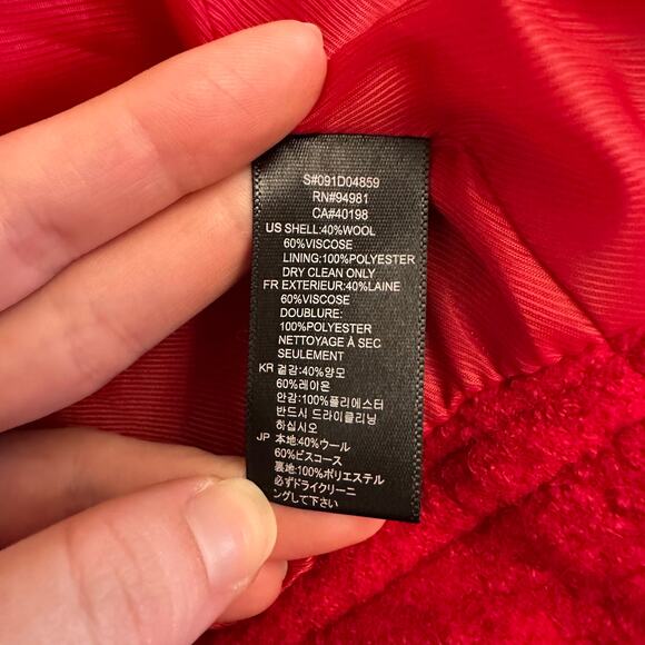 Y2K Forever 21 Red Military Jacket Small Wool Blend Cropped Blazer Gold Buttons - Picture 7 of 8